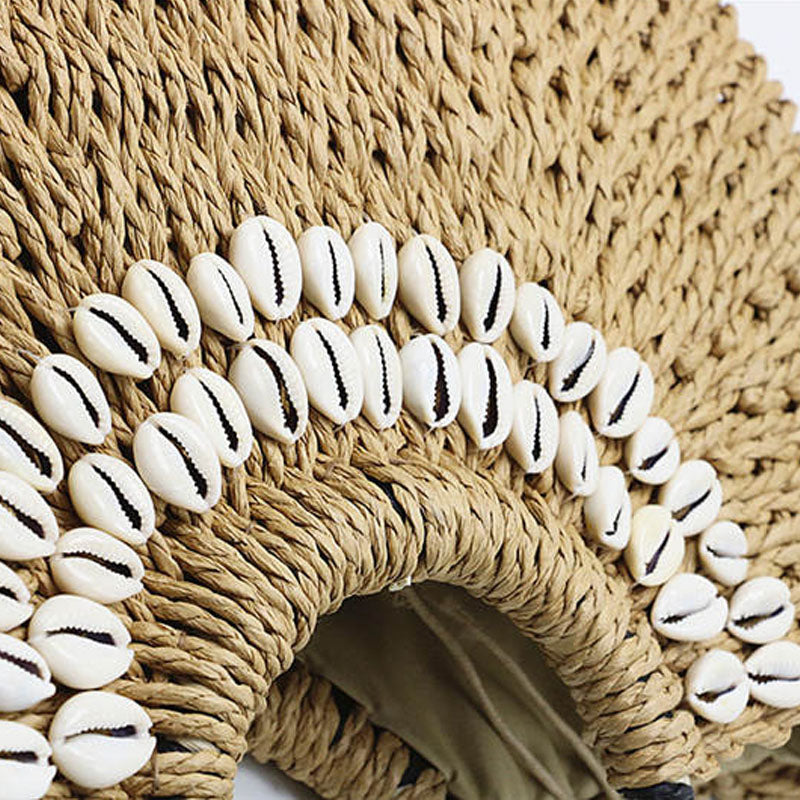 Handmade crochet straw knit woven summer bag for women from the summer collection