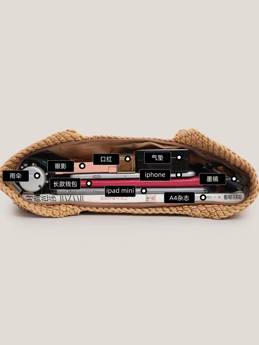 Handmade crochet straw knit woven summer bag for women from the summer collection