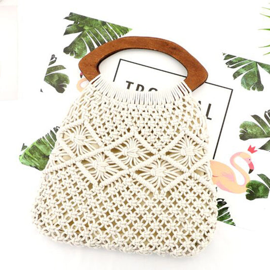 Handmade crochet straw knit woven summer bag for women from the summer collection