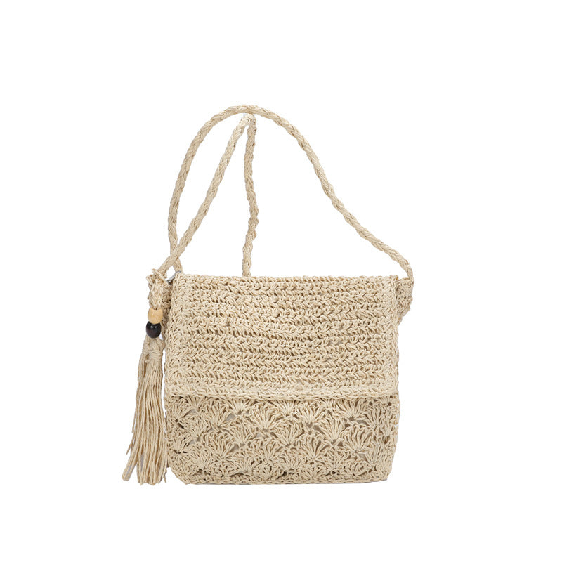 Handmade crochet straw knit woven summer bag for women from the summer collection