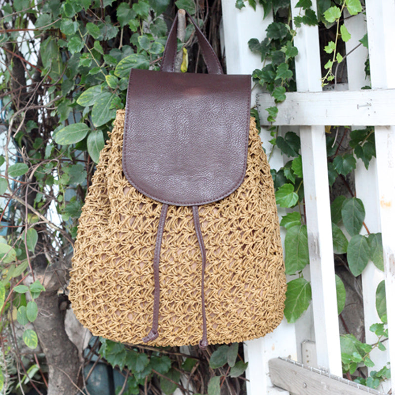 Handmade crochet straw knit woven summer bag for women from the summer collection