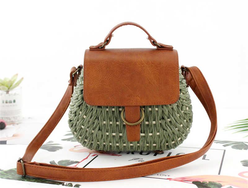 Handmade crochet straw knit woven summer bag for women from the summer collection