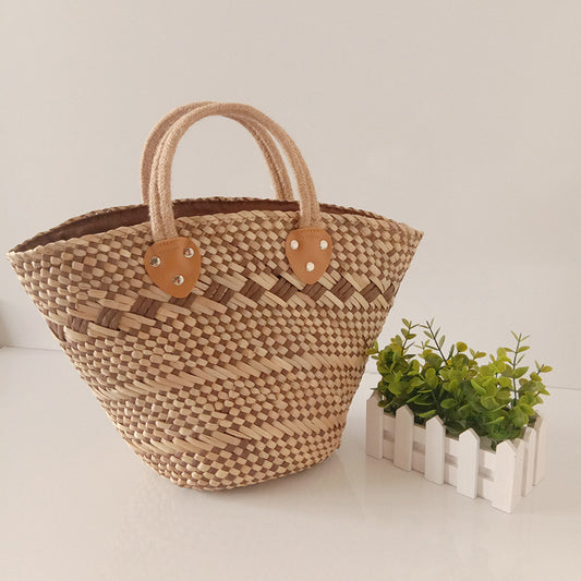 Handmade crochet straw knit woven summer bag for women from the summer collection
