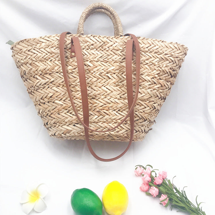 Handmade crochet straw knit woven summer bag for women from the summer collection