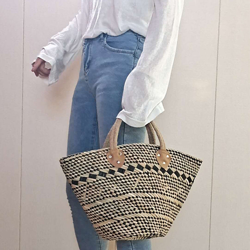 Handmade crochet straw knit woven summer bag for women from the summer collection