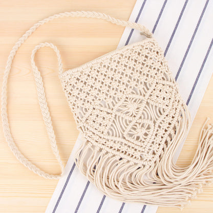 Handmade crochet straw knit woven summer bag for women from the summer collection
