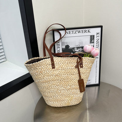 Handmade crochet straw knit woven summer bag for women from the summer collection