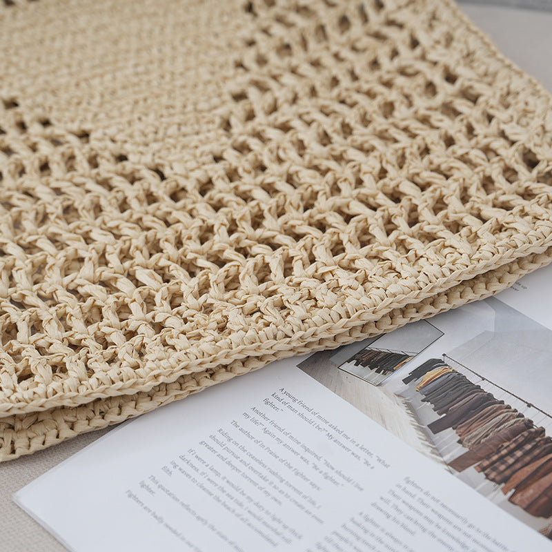 Handmade crochet straw knit woven summer bag for women from the summer collection