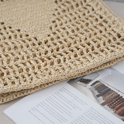 Handmade crochet straw knit woven summer bag for women from the summer collection