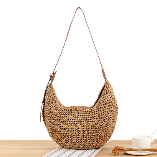 Handmade crochet straw knit woven summer bag for women from the summer collection