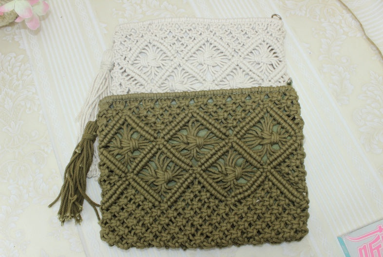 Handmade crochet straw knit woven summer bag for women from the summer collection