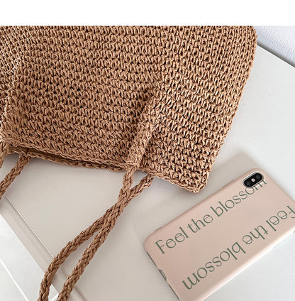 Handmade crochet straw knit woven summer bag for women from the summer collection