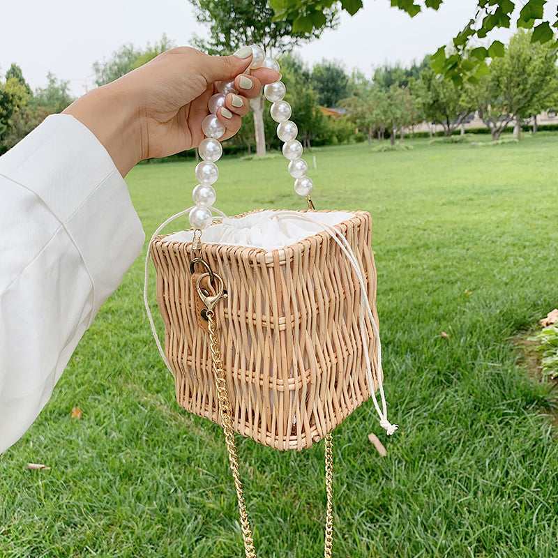 Handmade crochet straw knit woven summer bag for women from the summer collection