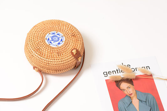 Handmade crochet straw knit woven summer bag for women from the summer collection