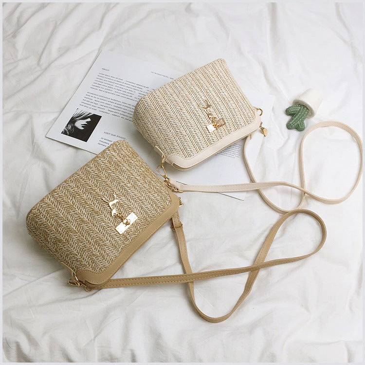 Handmade crochet straw knit woven summer bag for women from the summer collection