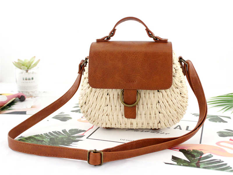 Handmade crochet straw knit woven summer bag for women from the summer collection