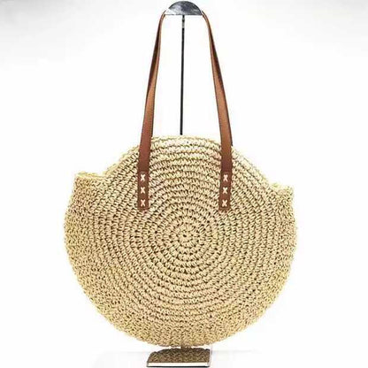 Handmade crochet straw knit woven summer bag for women from the summer collection