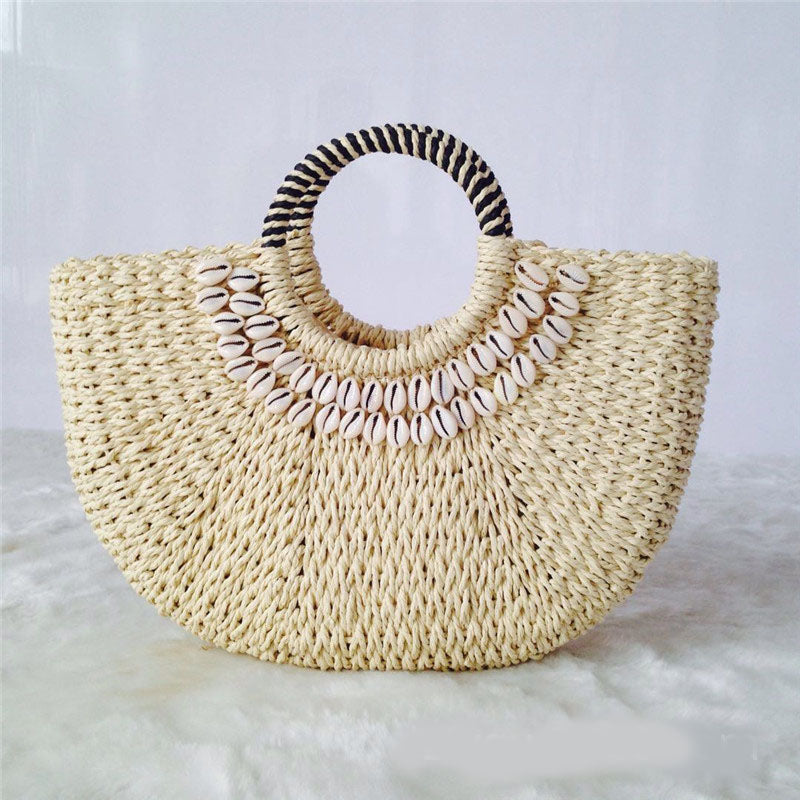 Handmade crochet straw knit woven summer bag for women from the summer collection