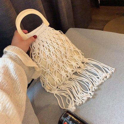 Handmade crochet straw knit woven summer bag for women from the summer collection