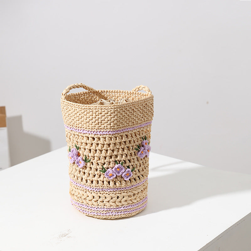 Handmade crochet straw knit woven summer bag for women from the summer collection