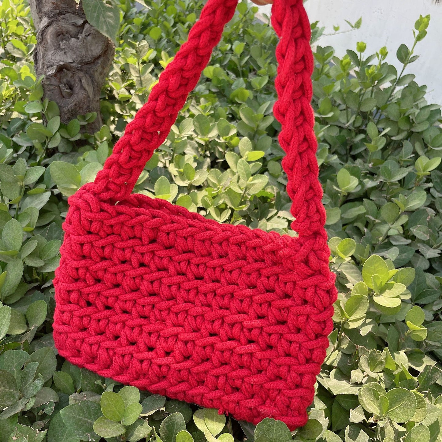 Handmade crochet straw knit woven summer bag for women from the summer collection