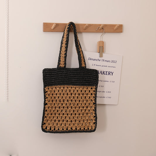 Handmade crochet straw knit woven summer bag for women from the summer collection