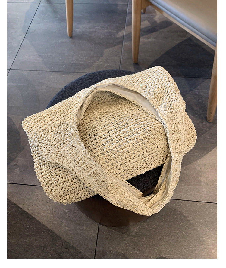 Handmade crochet straw knit woven summer bag for women from the summer collection