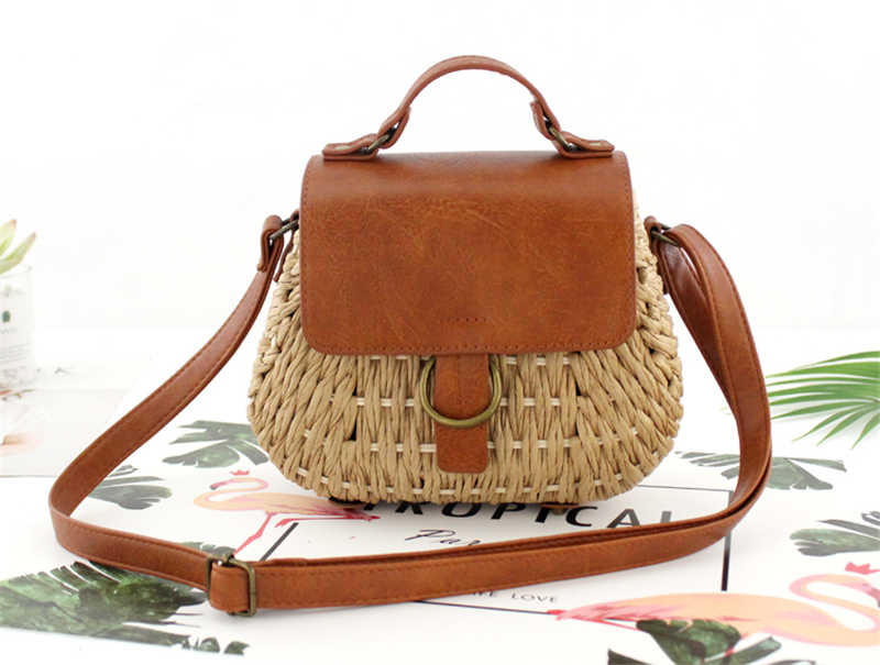 Handmade crochet straw knit woven summer bag for women from the summer collection