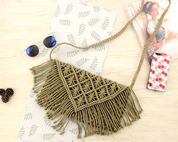 Handmade crochet straw knit woven summer bag for women from the summer collection