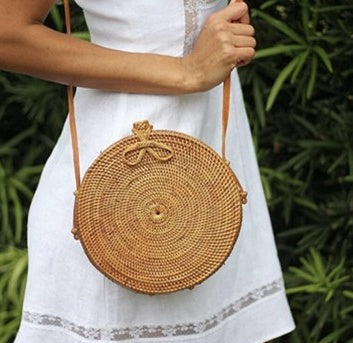 Handmade crochet straw knit woven summer bag for women from the summer collection