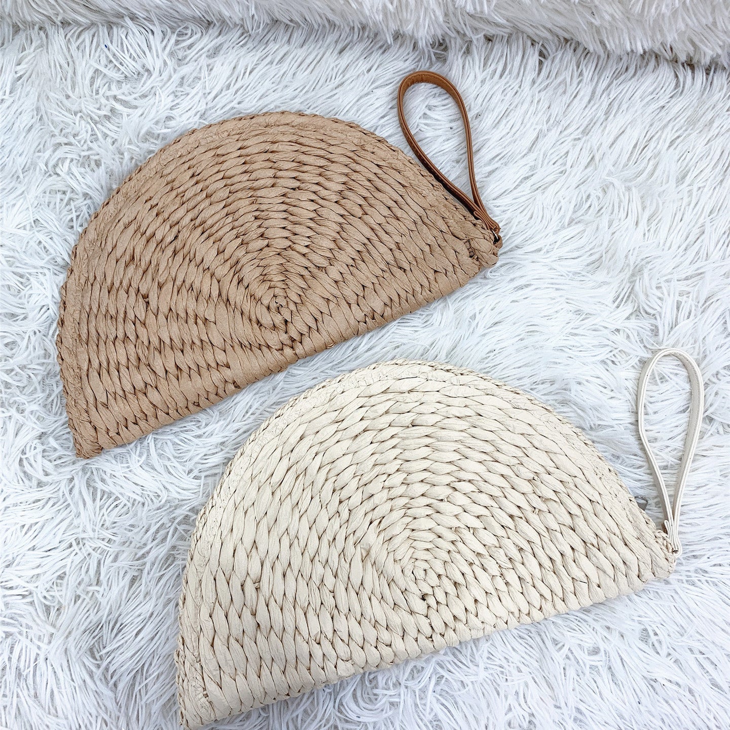 Handmade crochet straw knit woven summer bag for women from the summer collection