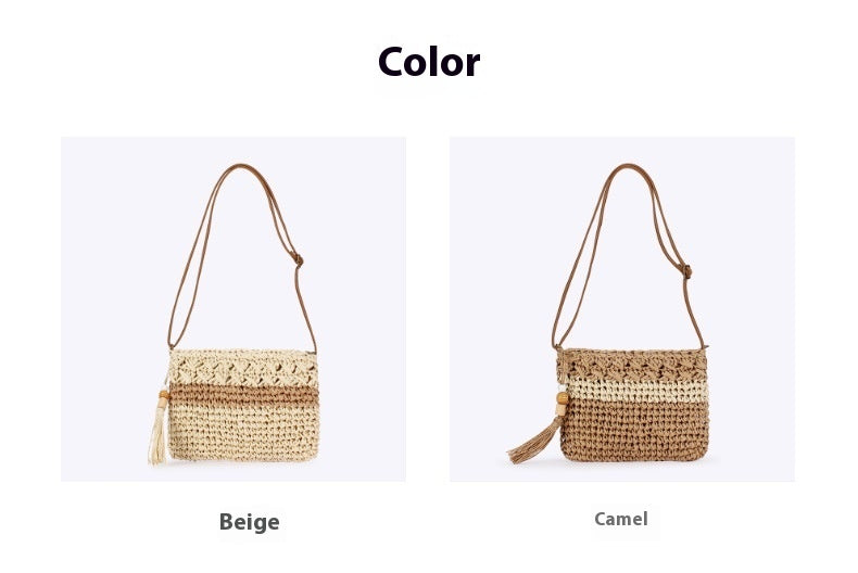 Handmade crochet straw knit woven summer bag for women from the summer collection