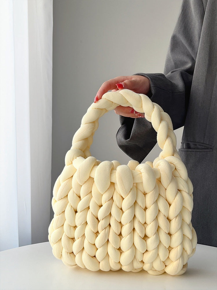 Handmade crochet straw knit woven summer bag for women from the summer collection