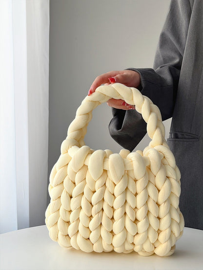 Handmade crochet straw knit woven summer bag for women from the summer collection