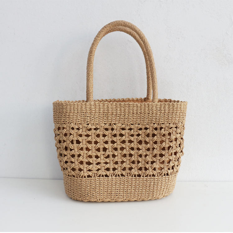 Handmade crochet straw knit woven summer bag for women from the summer collection