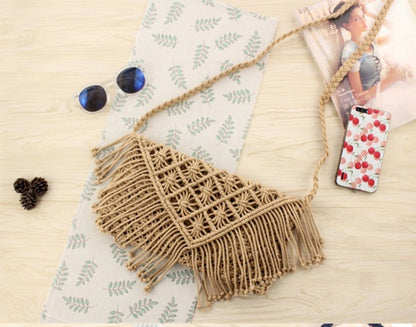 Handmade crochet straw knit woven summer bag for women from the summer collection