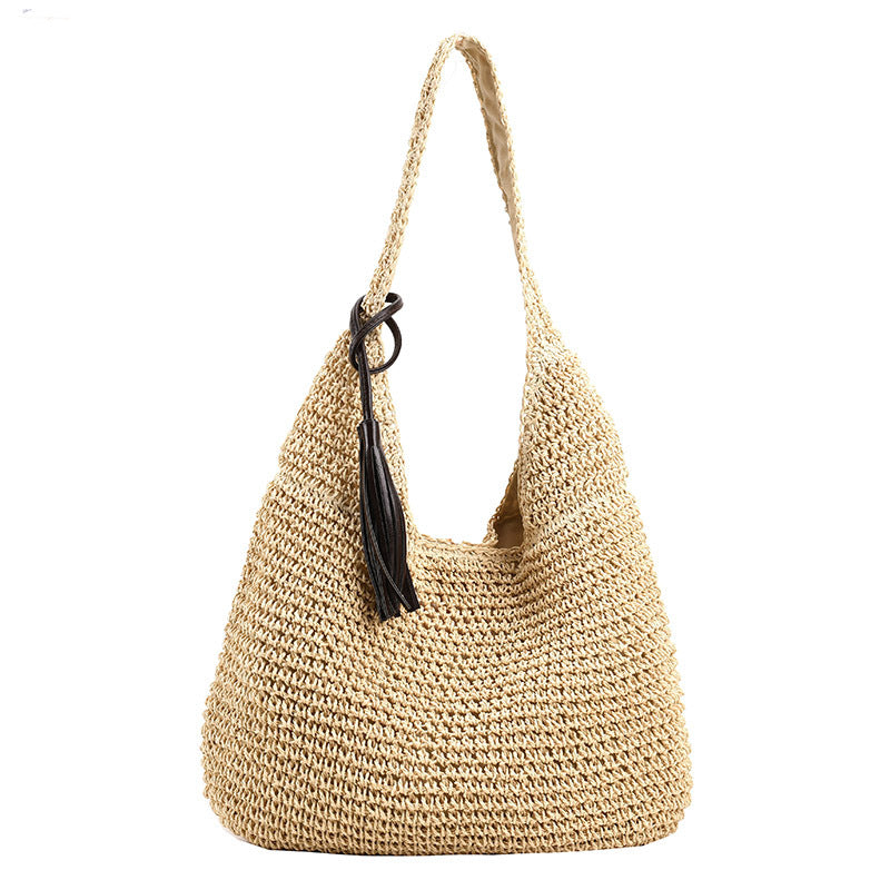 Handmade crochet straw knit woven summer bag for women from the summer collection