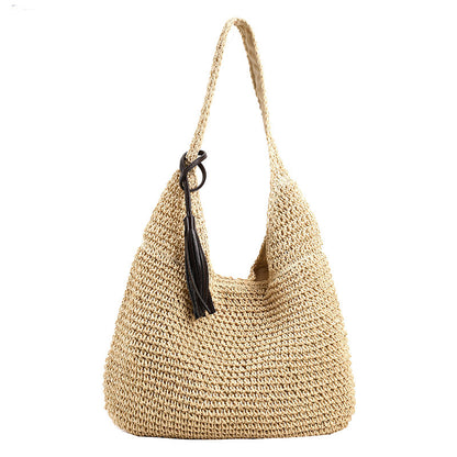Handmade crochet straw knit woven summer bag for women from the summer collection