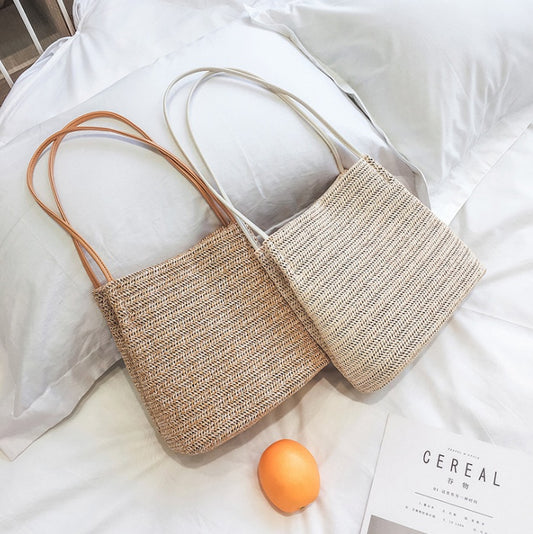 Handmade crochet straw knit woven summer bag for women from the summer collection