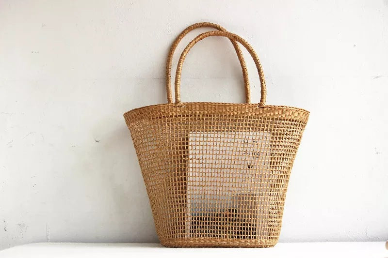 Handmade crochet straw knit woven summer bag for women from the summer collection