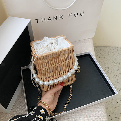 Handmade crochet straw knit woven summer bag for women from the summer collection