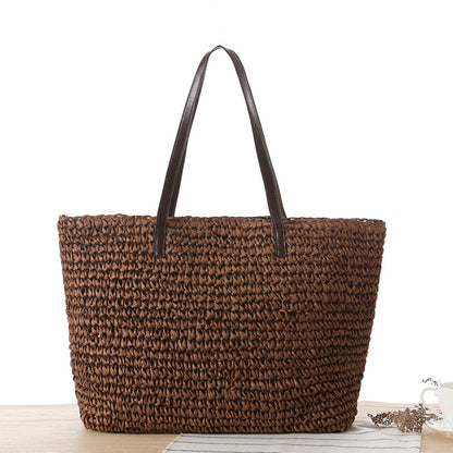 Handmade crochet straw knit woven summer bag for women from the summer collection
