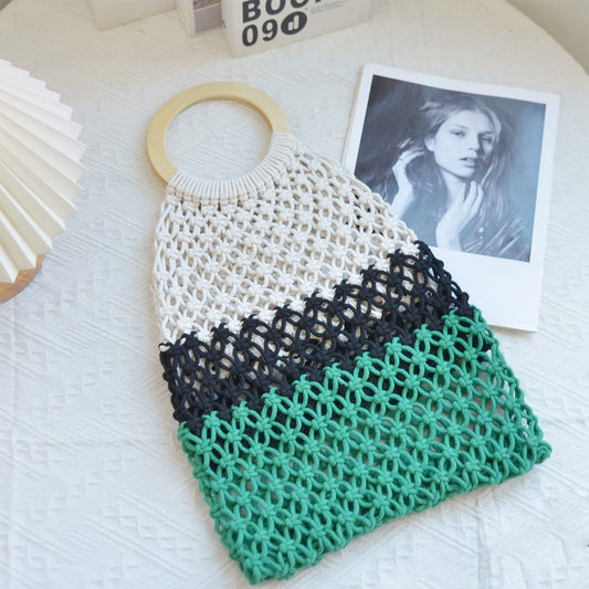 Handmade crochet straw knit woven summer bag for women from the summer collection