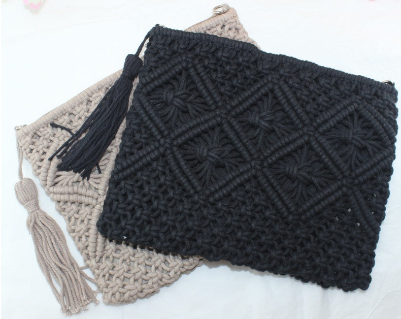 Handmade crochet straw knit woven summer bag for women from the summer collection