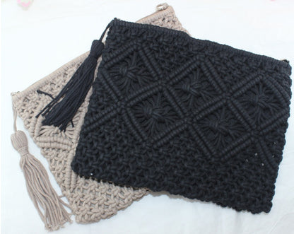 Handmade crochet straw knit woven summer bag for women from the summer collection
