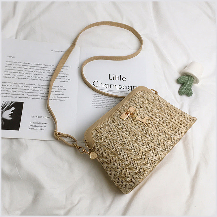 Handmade crochet straw knit woven summer bag for women from the summer collection