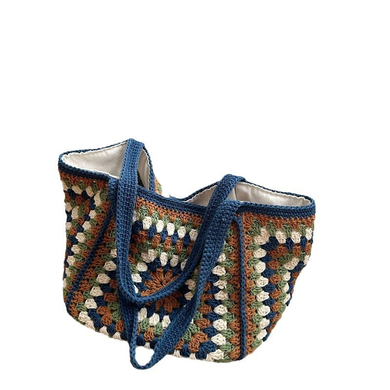 Handmade crochet straw knit woven summer bag for women from the summer collection