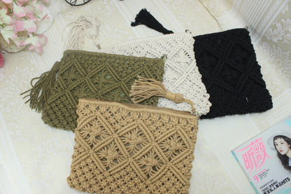 Handmade crochet straw knit woven summer bag for women from the summer collection