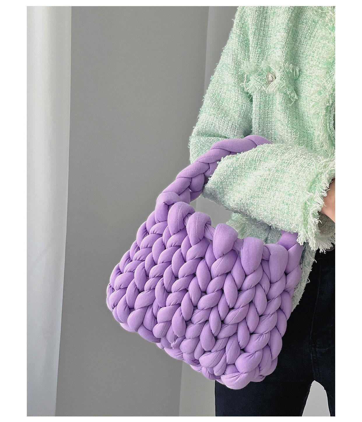 Handmade crochet straw knit woven summer bag for women from the summer collection