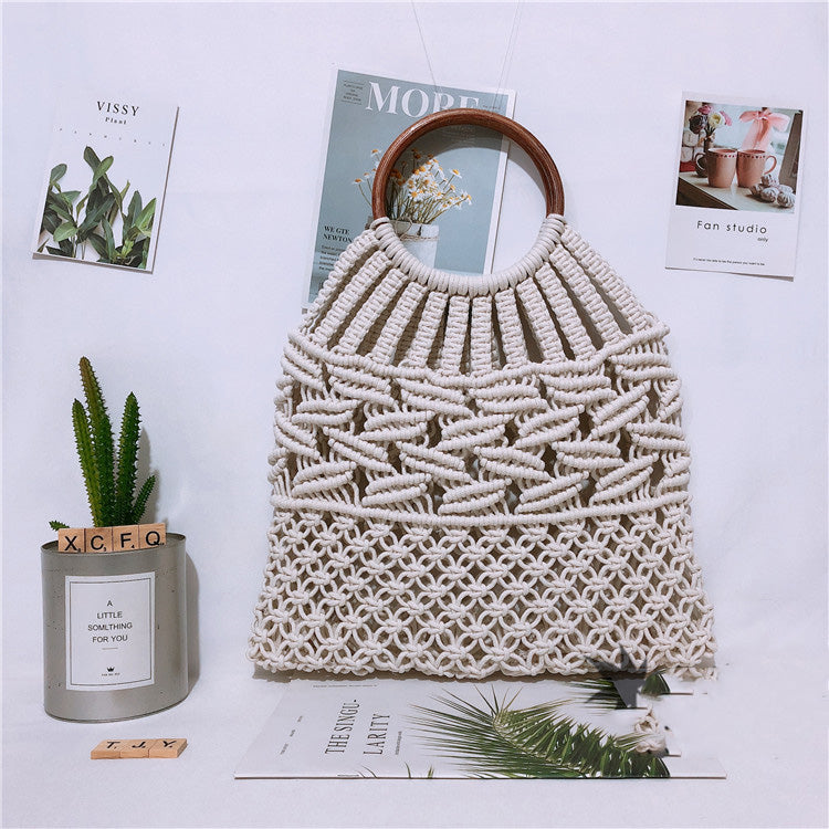 Handmade crochet straw knit woven summer bag for women from the summer collection